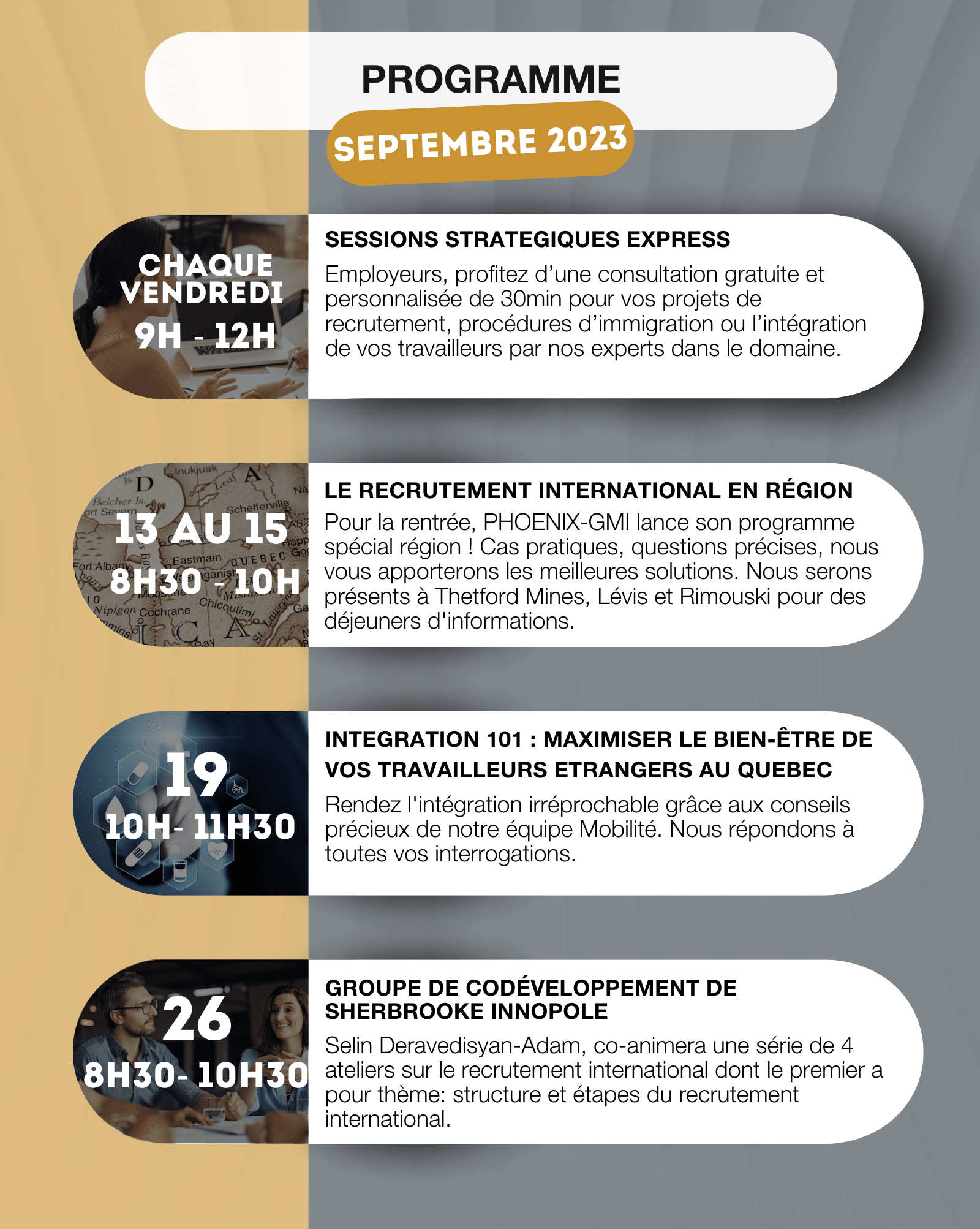 Programme de Phoenix-GMI pour la rentrée 2023